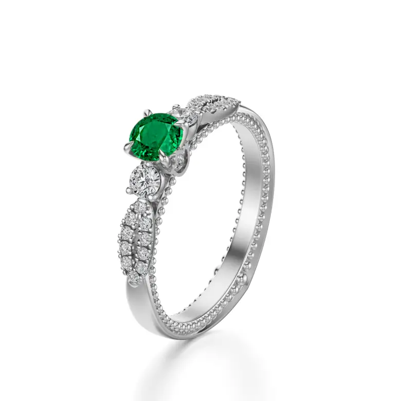 Pierścionek z białego złota ze szmaragdem AJPZ_069